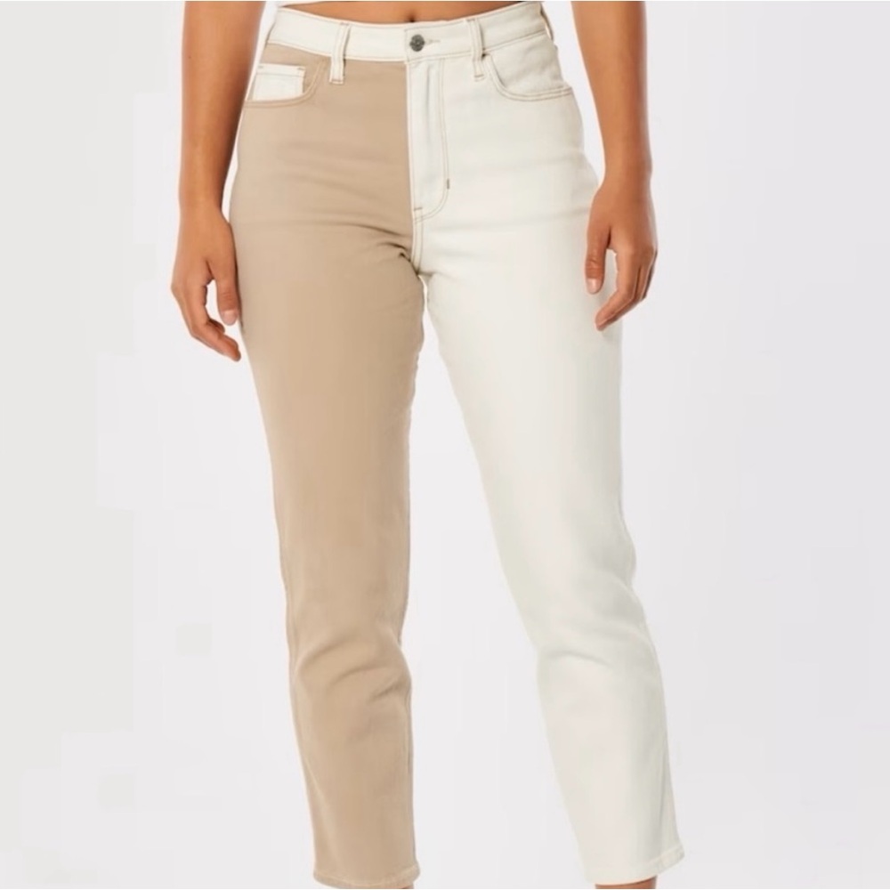 NWT Hollister Ultra High-Rise Two-Tone Mom Jean Vintage Stretch Size 00R